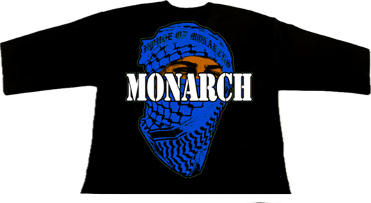 Black Monarch Blue Scarf Cropped T-Shirt