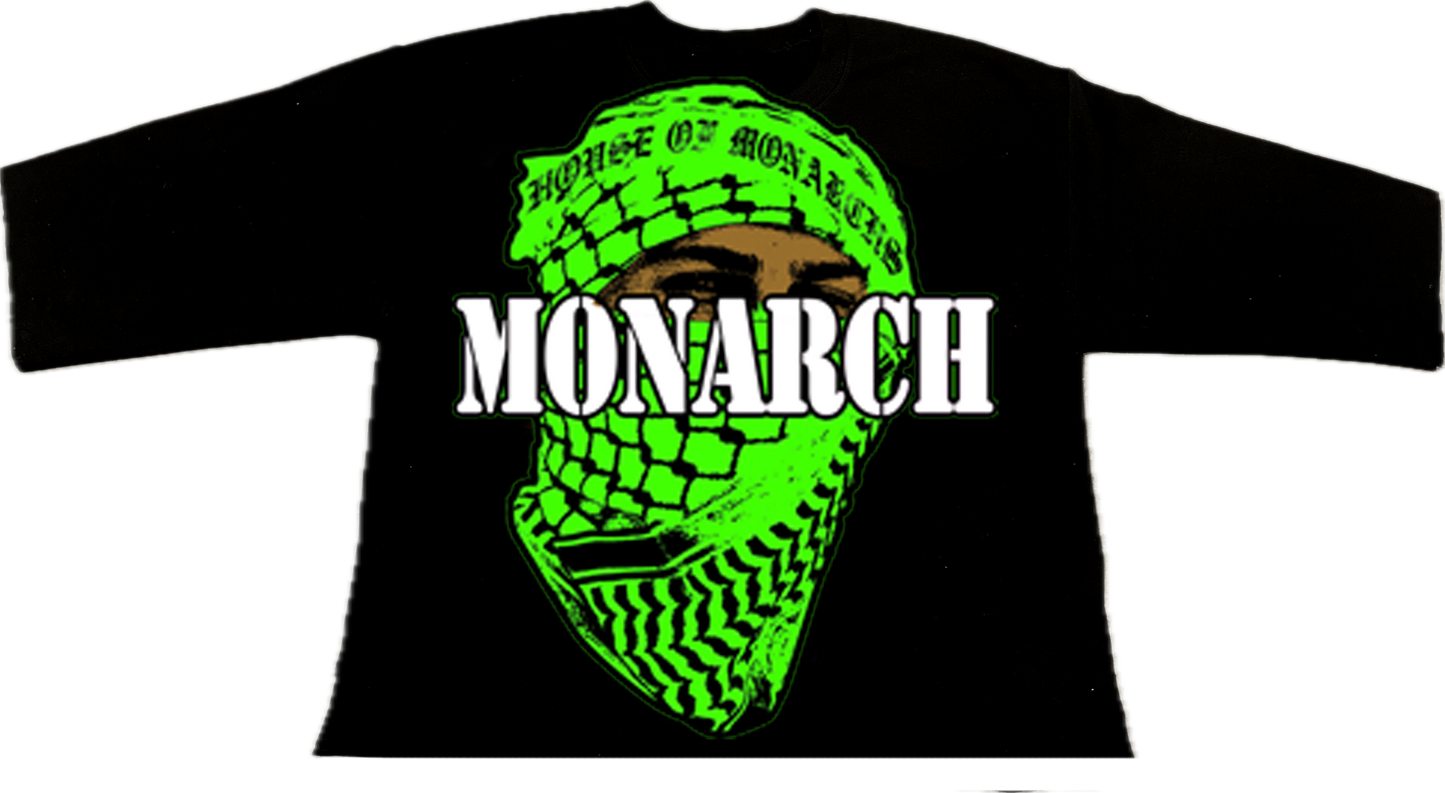 Black Monarch Green Scarf Cropped T-Shirt