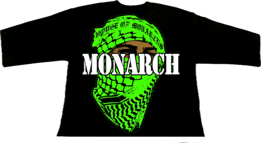 Black Monarch Green Scarf Cropped T-Shirt