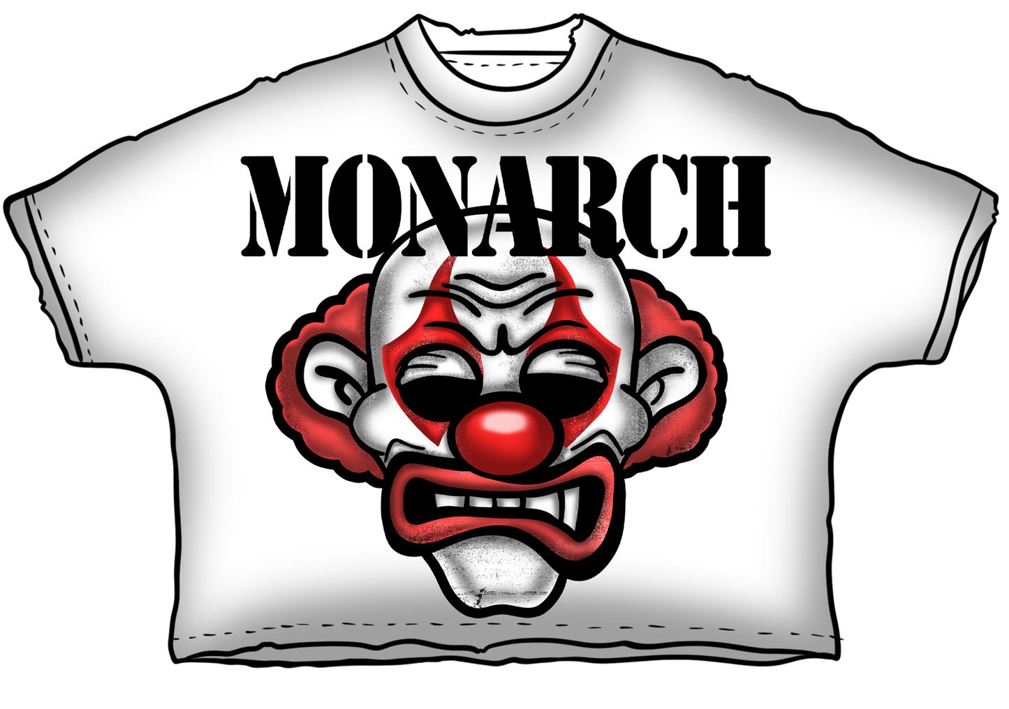 Monarch Red-Clown-White Cropped T-Shirt